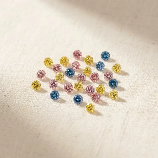 Yellow, pink and blue fancy color melee