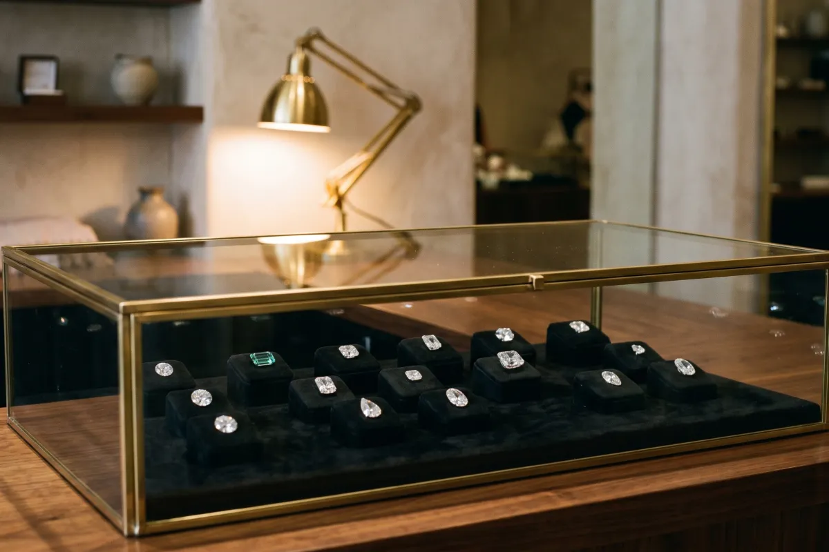 A wholesaler preparing a same-day shipment of lab-grown diamonds at a US-based warehouse desk