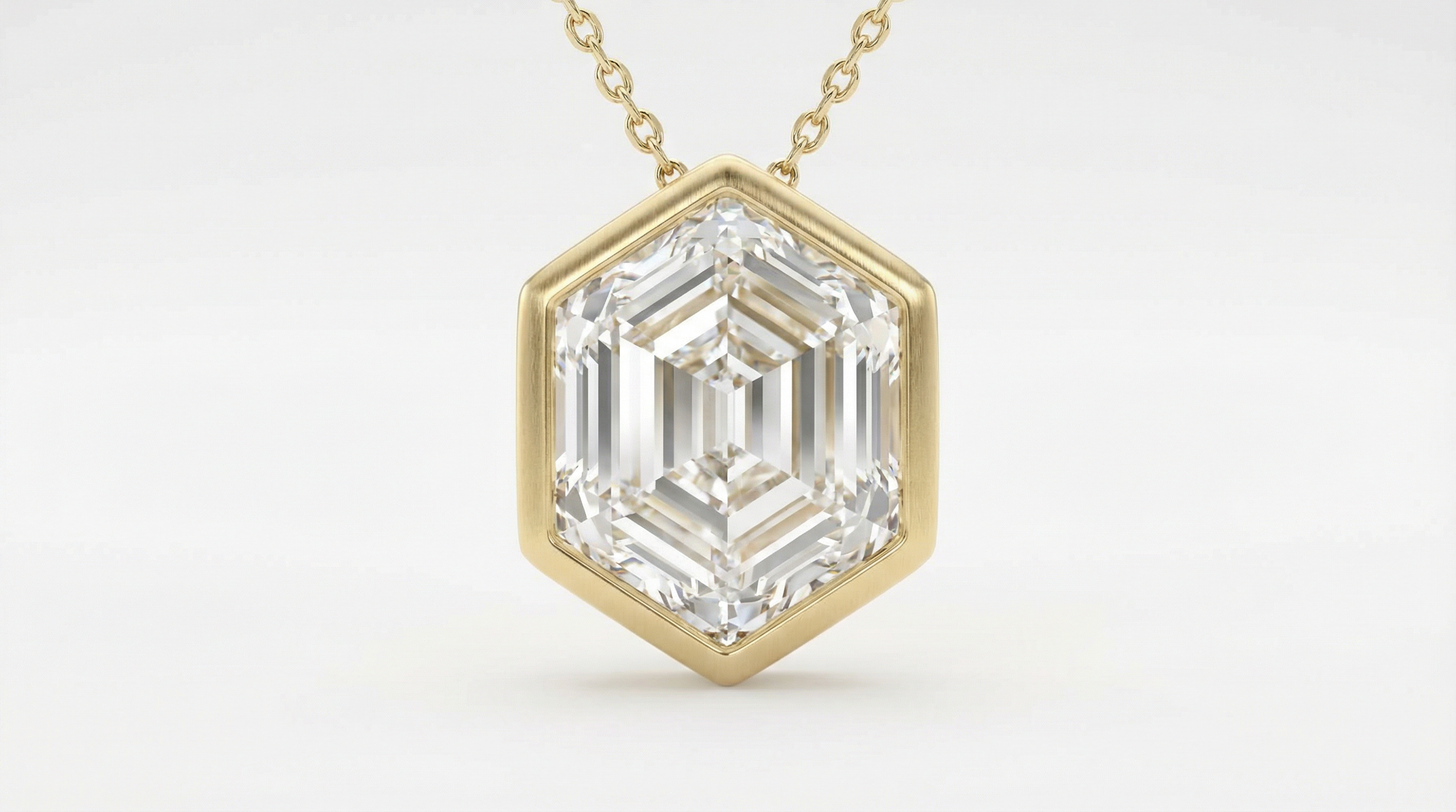 Hexagon cut lab grown diamond displaying bold six-sided geometric shape with step faceting