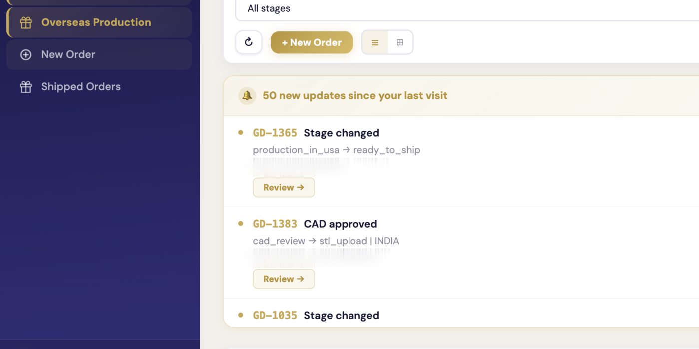 Live order portal
