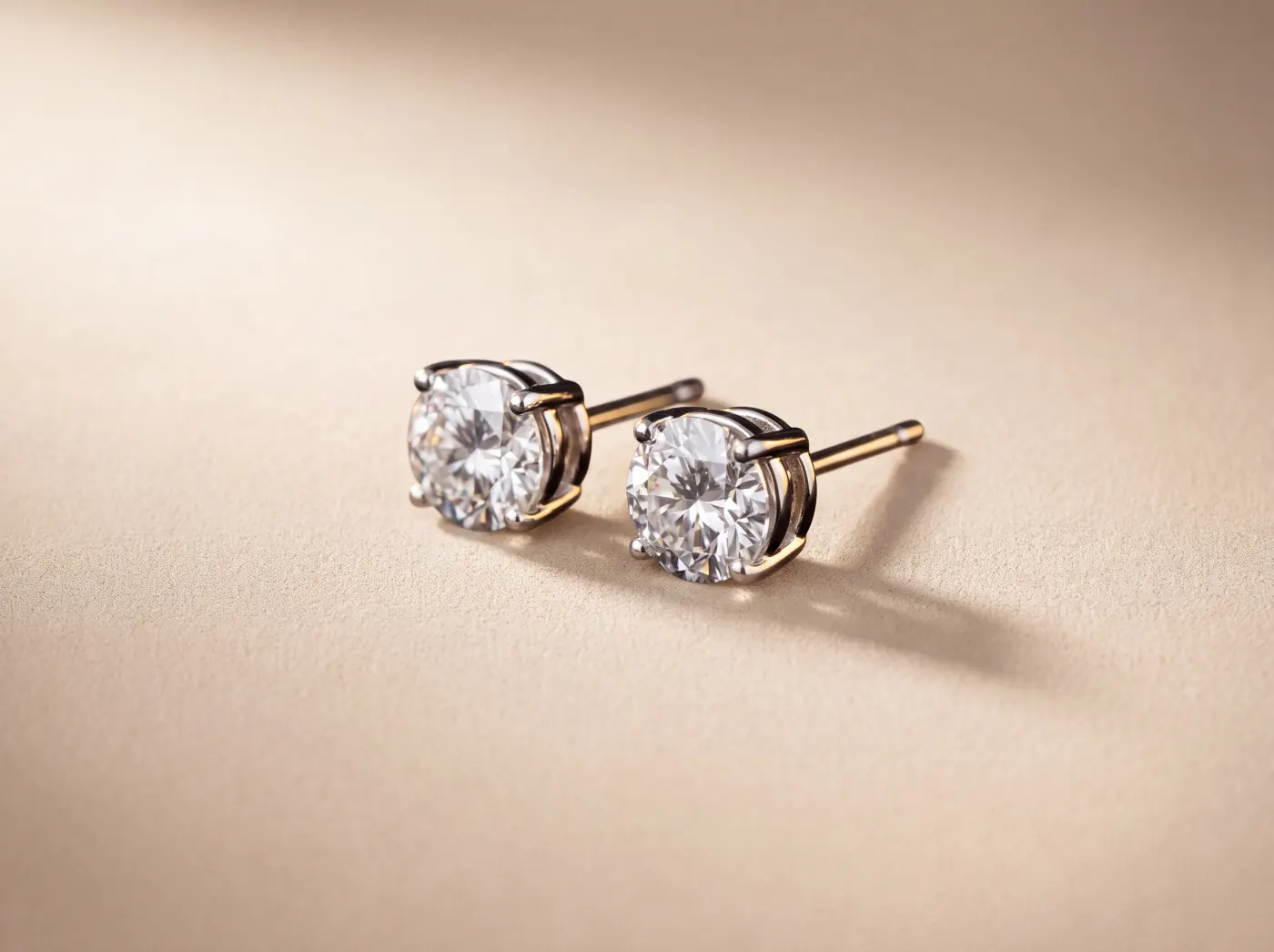 Round brilliant diamond stud earrings
