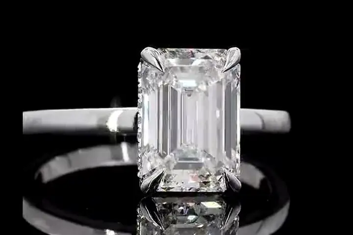 Emerald-cut solitaire engagement ring