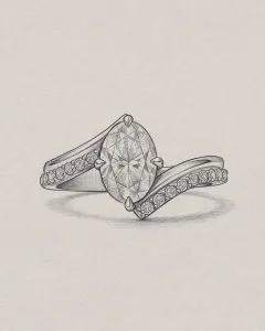 Custom engagement ring sketch, Guru Diam