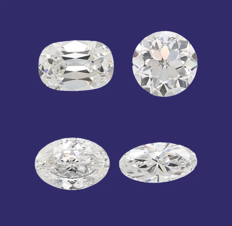 Antique cut diamonds, Old European and Old Mine