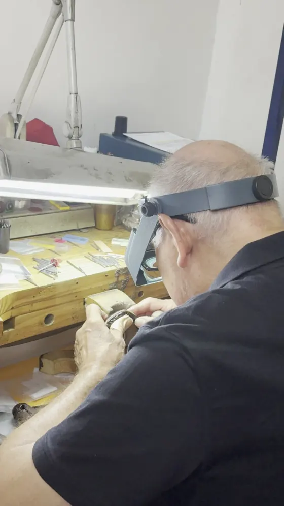 Jeweler working at the bench