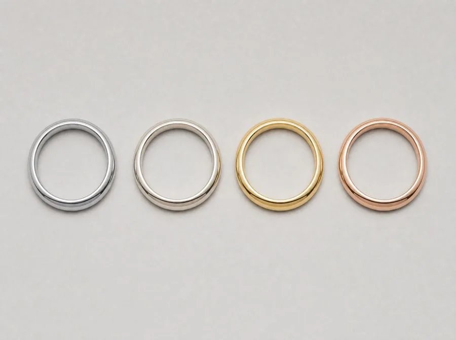 Ring bands in four metal tones