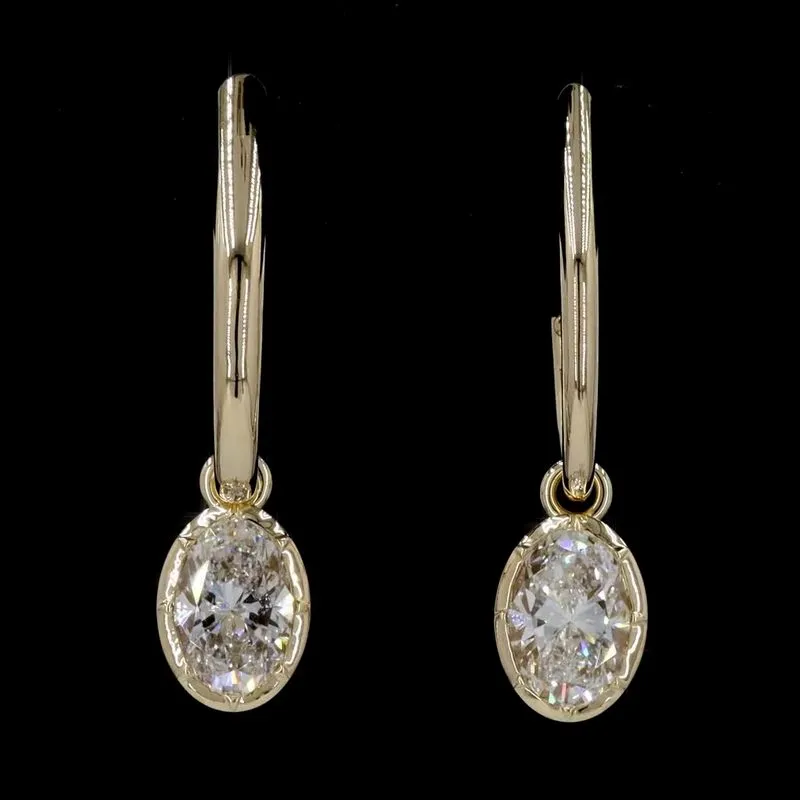 Oval Bezel Drop Earrings, design GD-DE-005