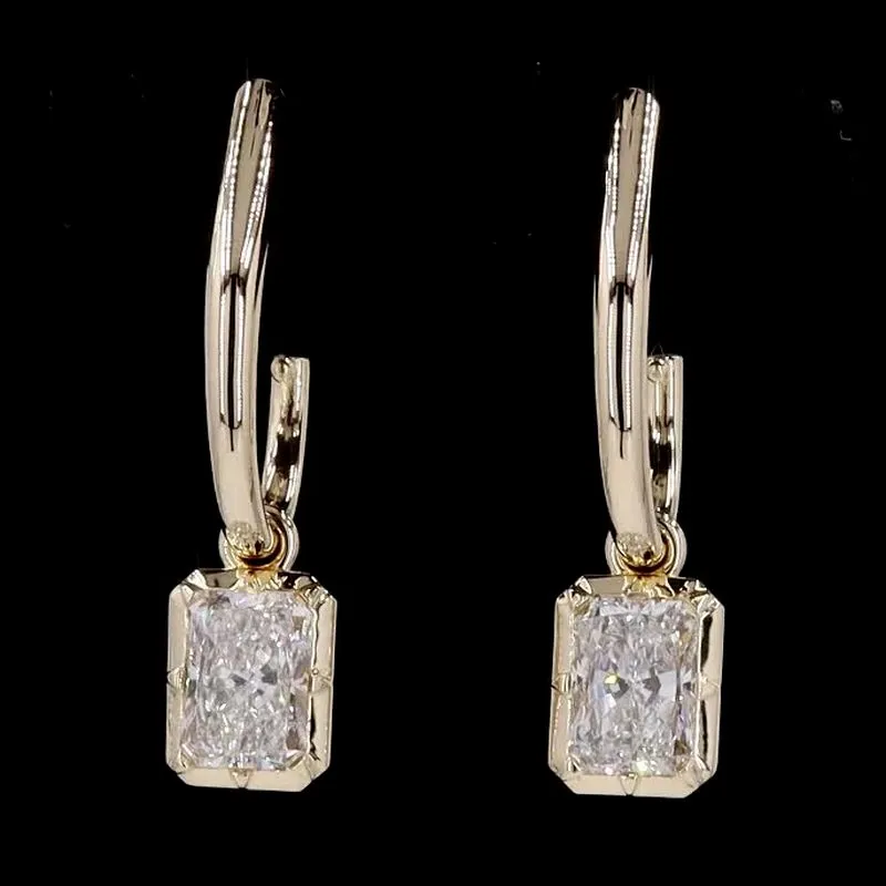 Radiant Bezel Drop Earrings, design GD-DE-006