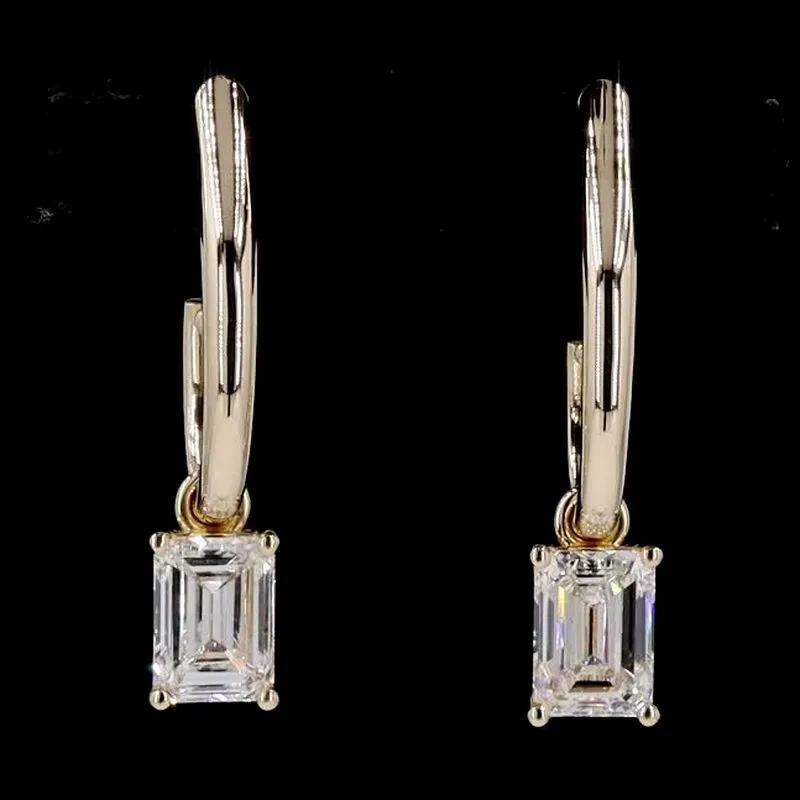 Emerald-Cut Bezel Drop Earrings, design GD-DE-007