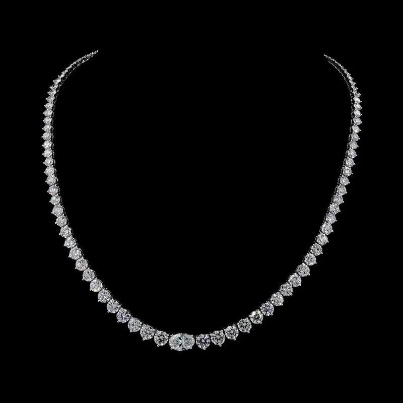 Graduated Mixed-Shape Tennis Necklace, design GD-GN-004