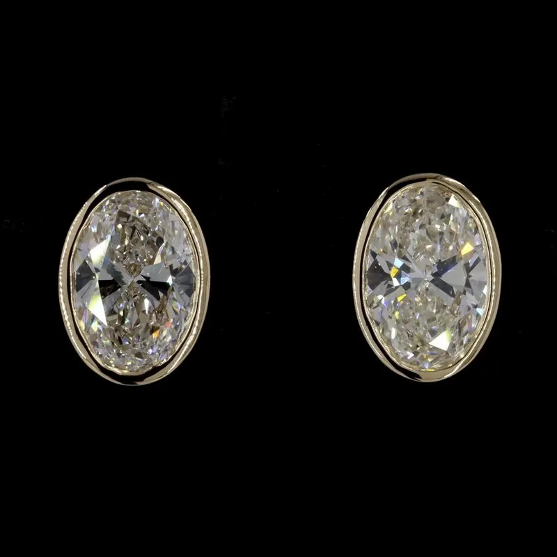 Oval Bezel Stud Earrings, design GD-SE-018