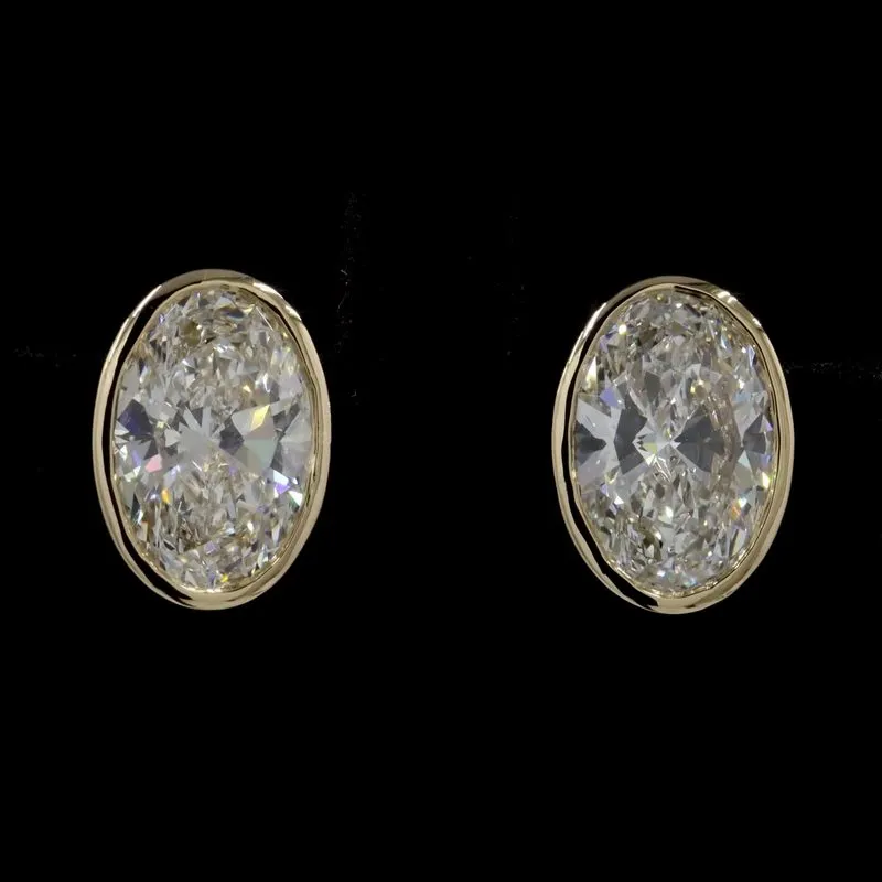 Oval Bezel Stud Earrings, design GD-SE-023