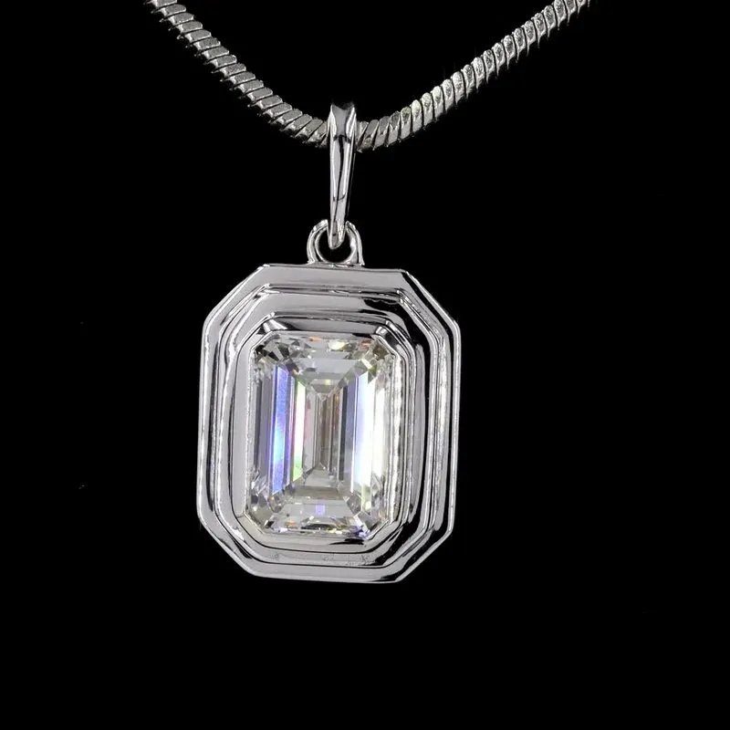 Emerald-Cut Bezel Solitaire Pendant, design GD-SP-014