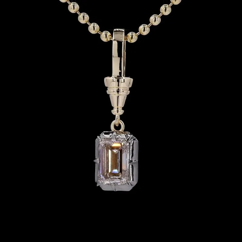 Emerald-Cut Georgian Solitaire Pendant, design GD-SP-019