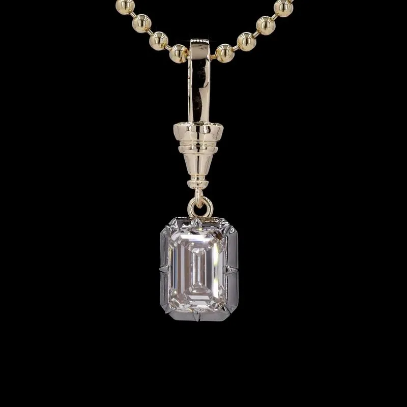 Emerald-Cut Bezel Solitaire Pendant, design GD-SP-022