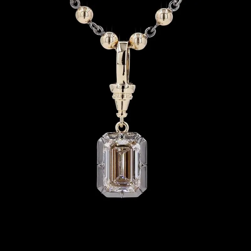 Emerald-Cut Georgian Solitaire Pendant, design GD-SP-030