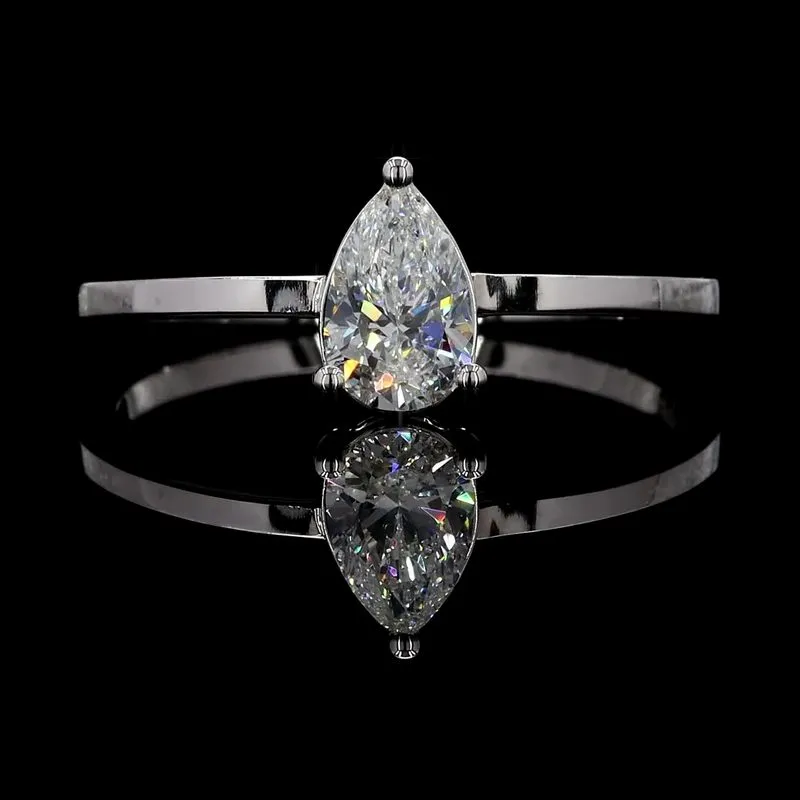 Pear Two-Prong Solitaire Ring, design GD-SR-004