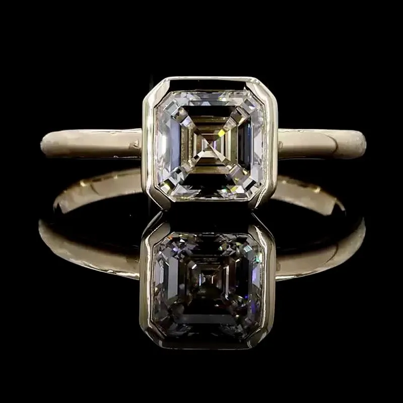 Asscher Bezel Solitaire Ring, design GD-SR-008