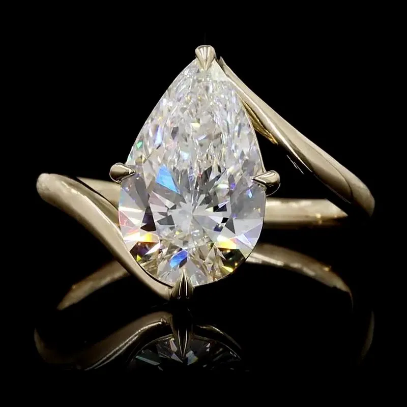 Pear Solitaire Ring, design GD-SR-050