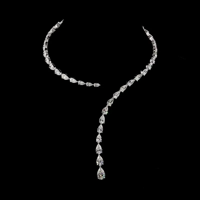 Pear Tennis Necklace, design GD-TN-046