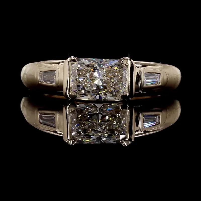 Radiant Bezel Three-Stone Ring, design GD-TR-001