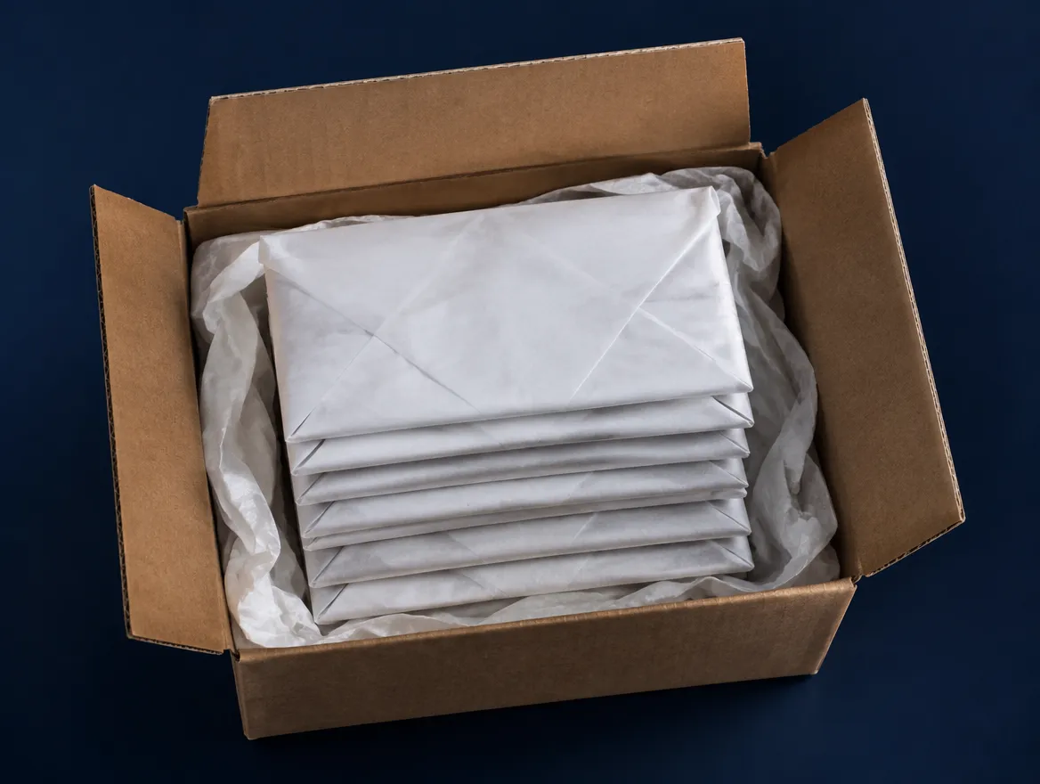 Sealed diamond parcel papers packed in a plain shipping box