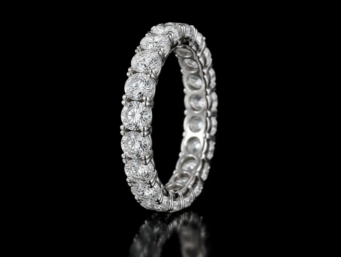 Eternity band set with round diamonds