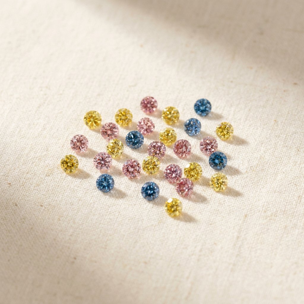 Fancy Color Melee Diamonds Wholesale: Stocking Pink, Yellow and Blue Accent Stones