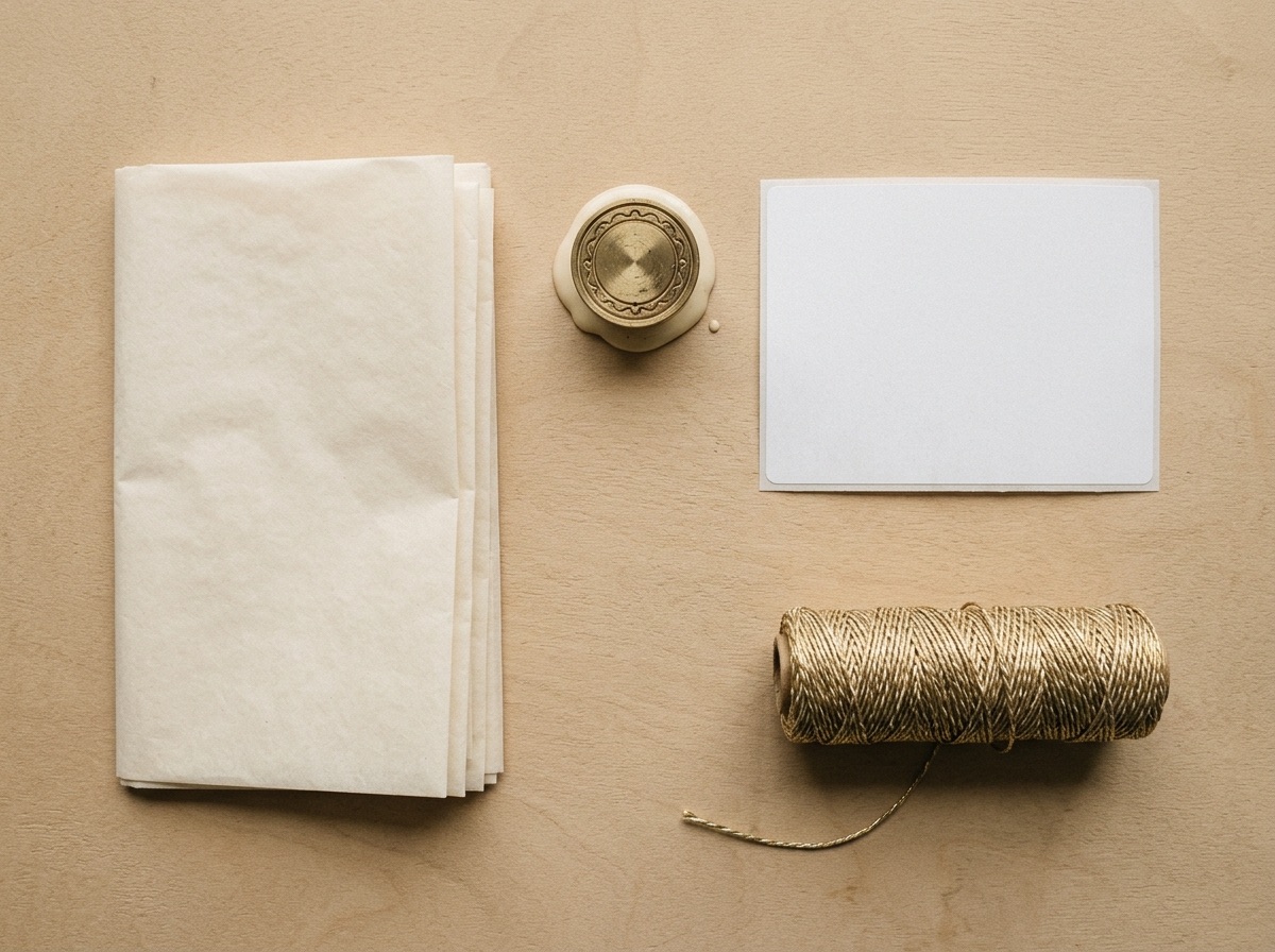Sealed cream parcel with a brass security tape strip representing insured diamond shipping