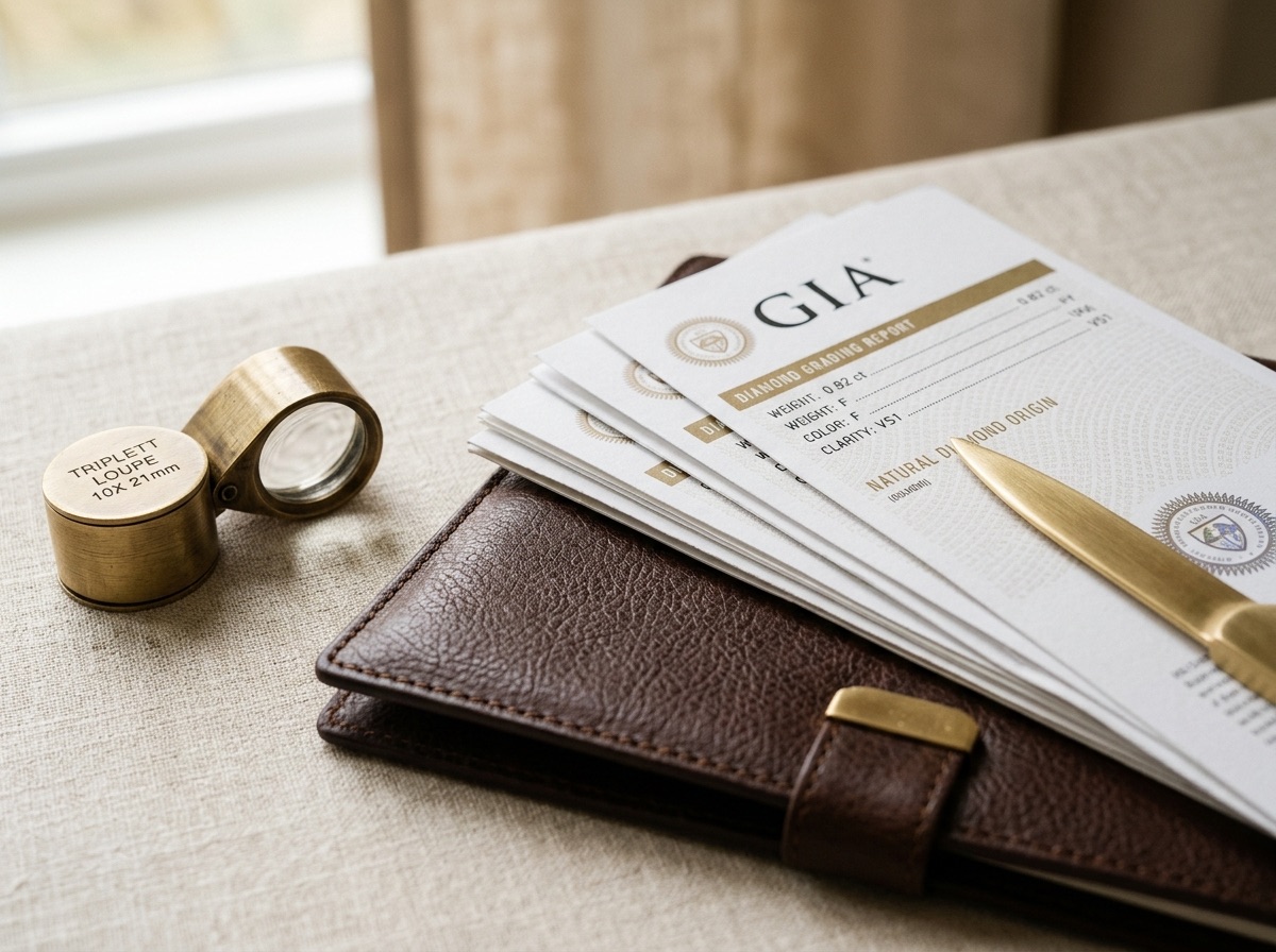 Small folded white paper diamond parcels arranged in neat, labeled rows on a warm cream tabletop