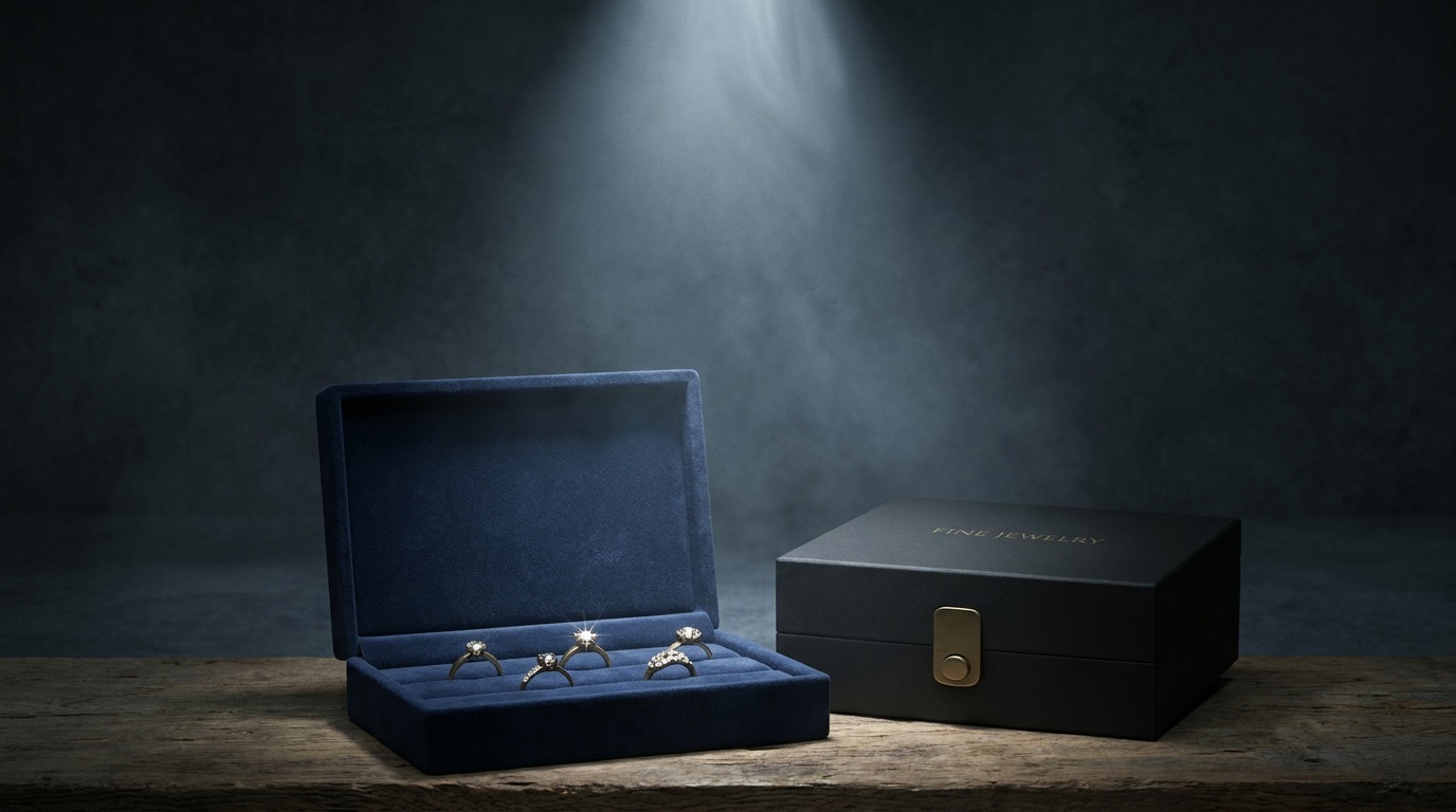 Jeweler's hands sketching a custom ring design over CAD renders on a tablet at a workbench
