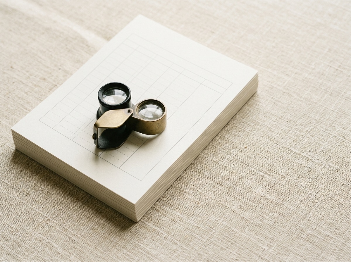 Editorial still life of a blank checklist notebook, evoking a wholesale buyer's diligence checklist