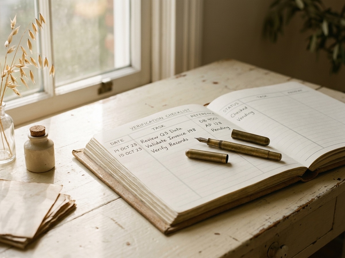 Editorial flat-lay of a jeweler's loupe and tweezers beside two identical rectangular parcel papers on a cream linen workbench