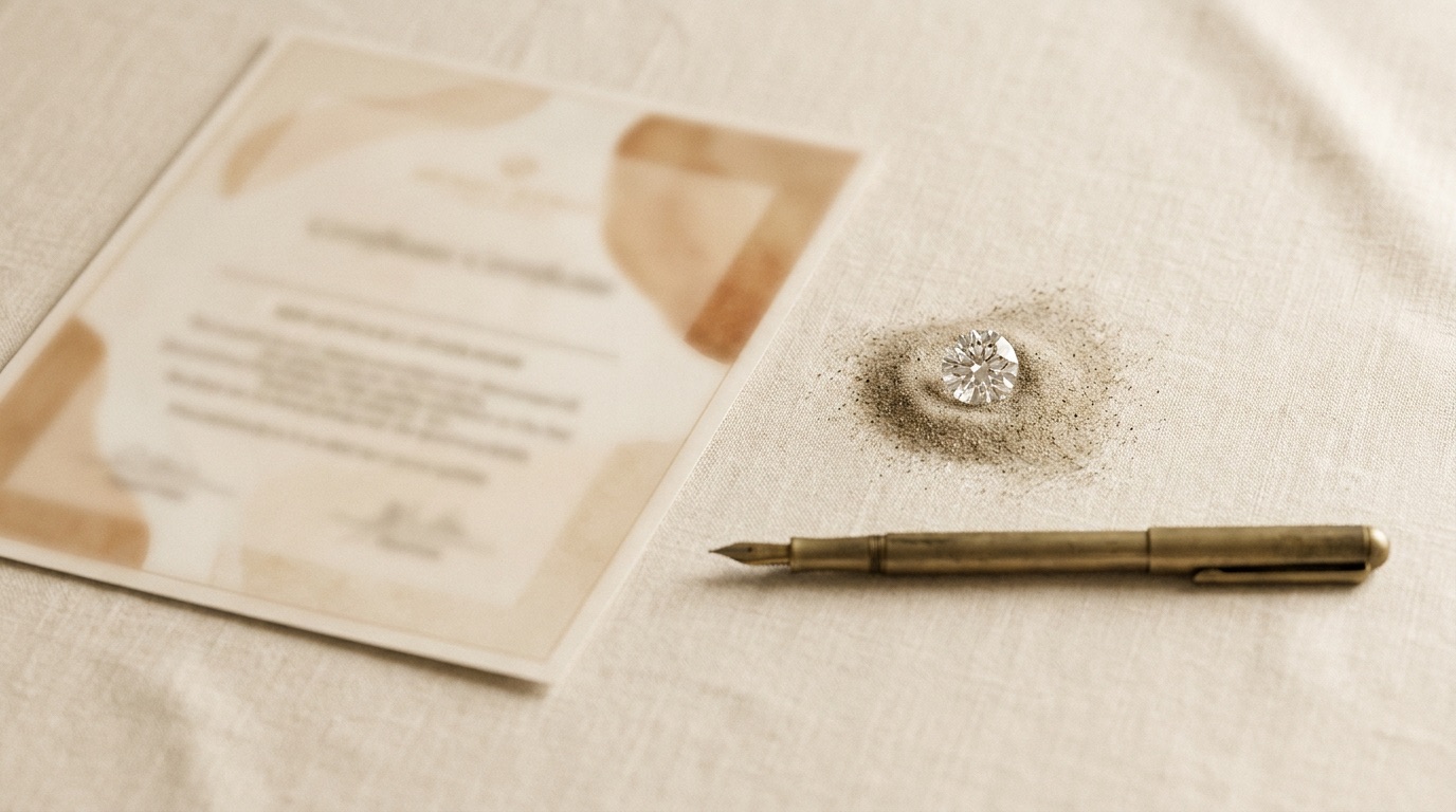 Finished custom engagement rings arranged on a linen tray under warm light, representing made-to-order wholesale jewelry production