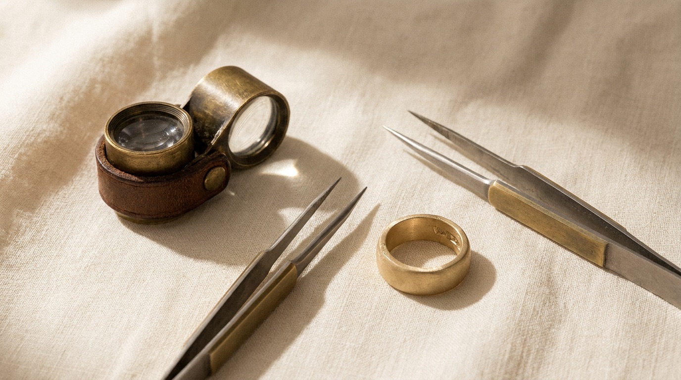 Finished rings undergoing final polish and plating inspection before packing