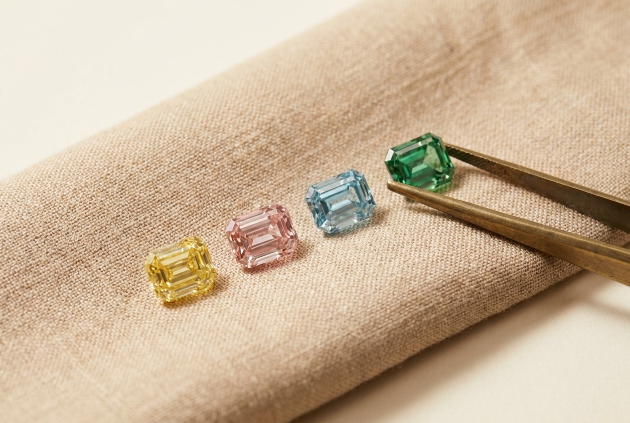 Fancy Color Emerald Cut Lab-Grown Diamonds Wholesale