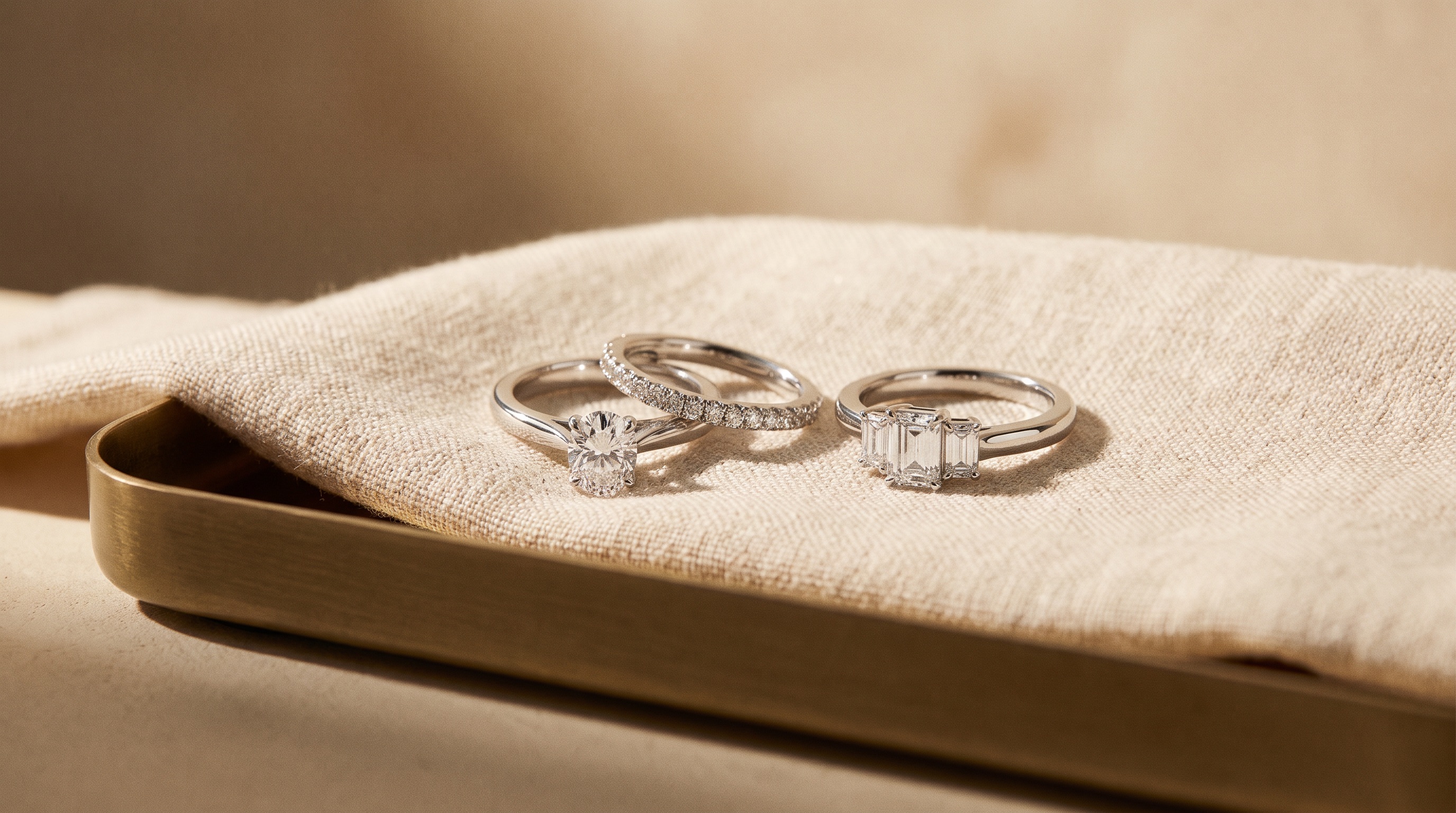 Jeweler and customer reviewing a custom engagement ring design at a showroom counter