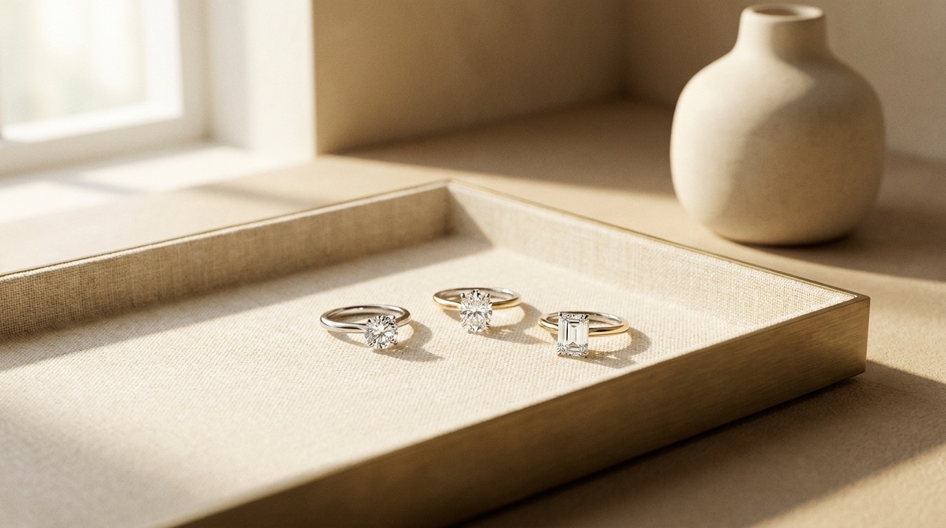 A diamond grading certificate placed beside a loose diamond on a linen surface, representing certification accuracy in wholesale sourcing