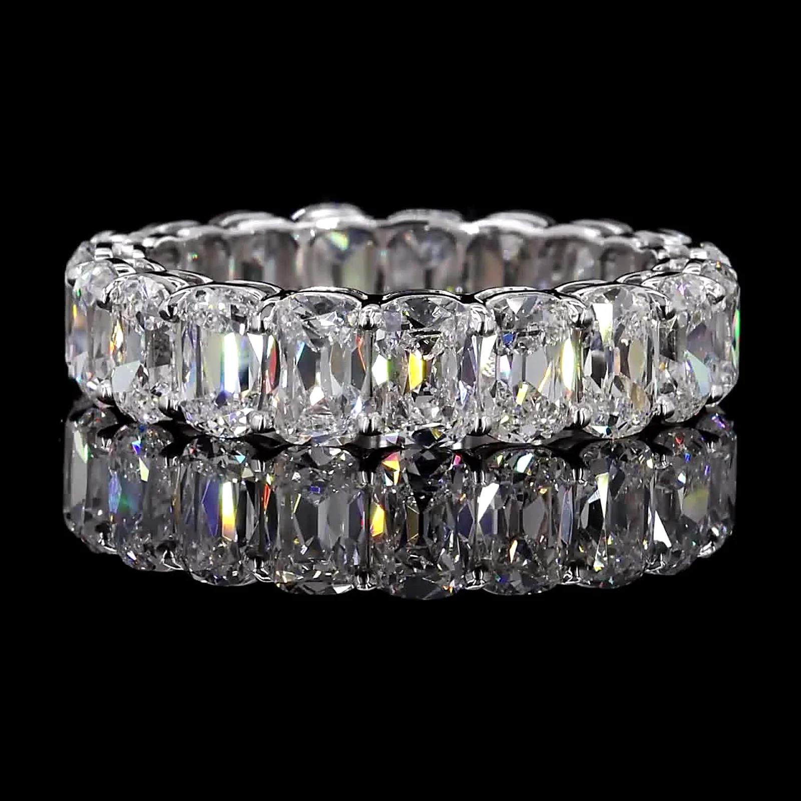 Old mine cut diamond eternity band, 14K white gold, 5.50 ct total